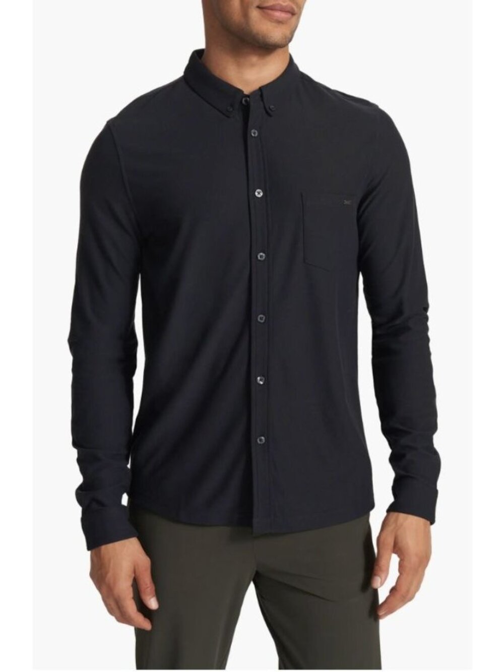 NWT Vuori Men's Long Sleeve Ace Button Down Shirt Black Size S $98 [jb]